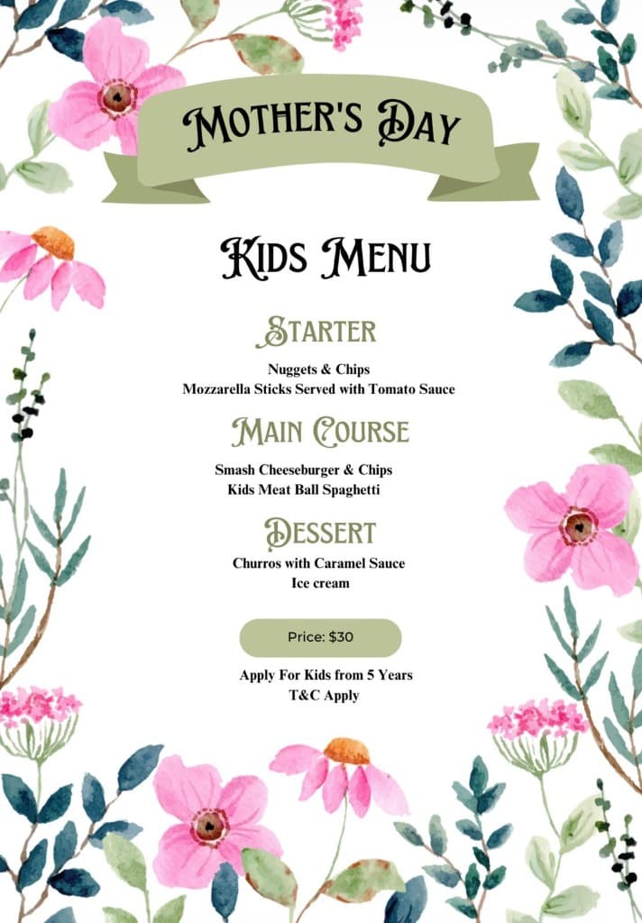 Mother's Day Kids Menu - $30